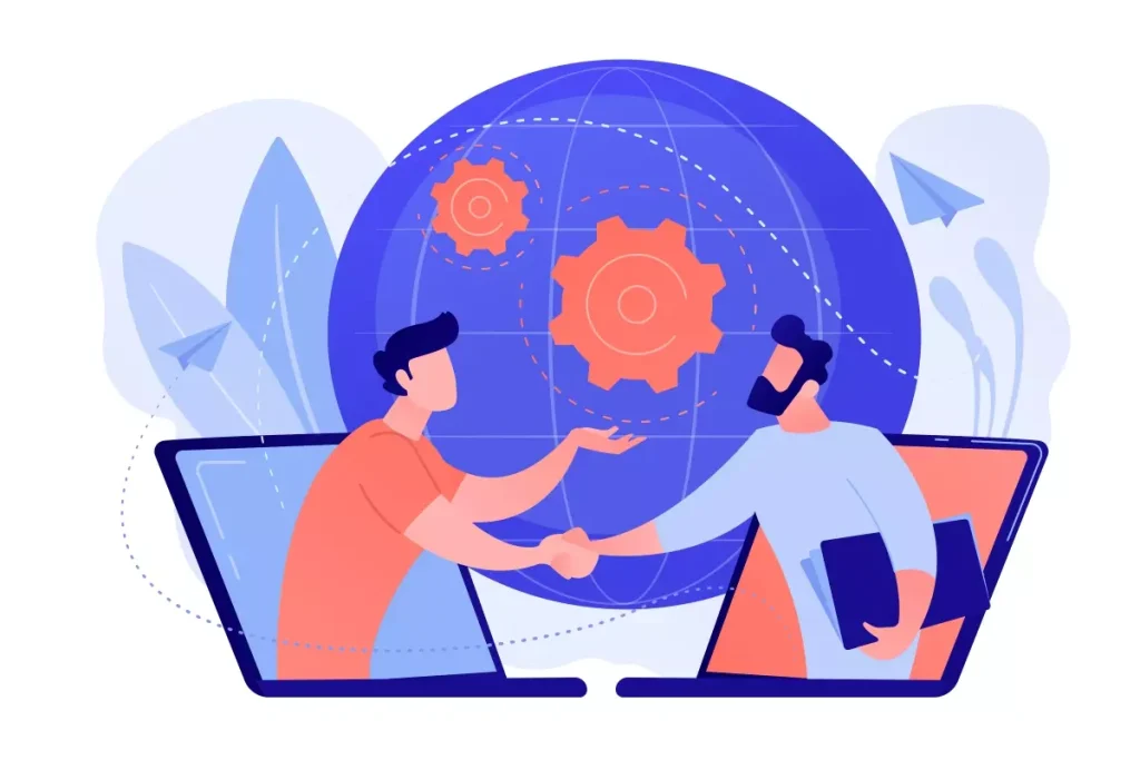 Ilustração mostrando a parceria entre uma empresa e um trabalhador intermitente, destacando a manutenção do vínculo empregatício em modelo de trabalho flexível.