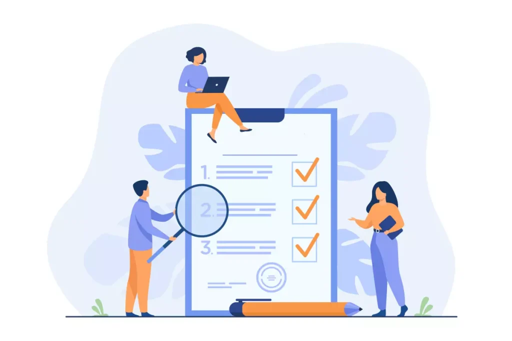 Ilustração explicativa sobre mudanças no trabalho intermitente, mostrando pessoas analisando uma lista de verificações e avanços na legislação trabalhista.