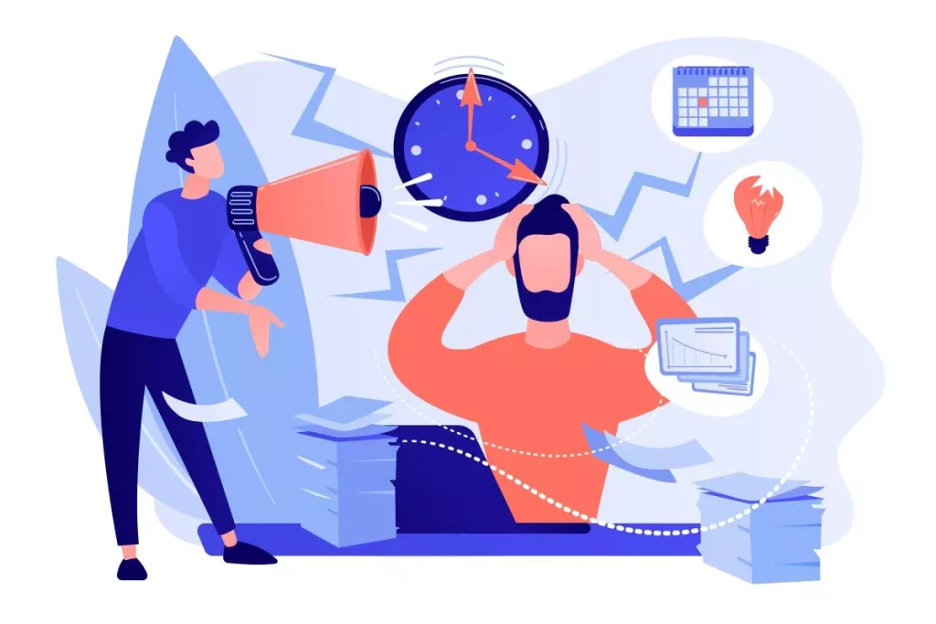 Ilustração explicativa sobre a duração de um contrato intermitente, incluindo elementos como relógio, calendário e computador, ideal para artigos jurídicos.