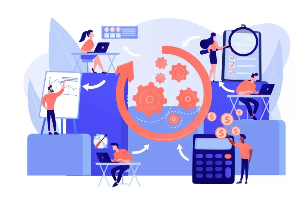 Ilustração representando o Direito do Trabalhador Intermitente, destacando atividades de análise jurídica, gestão de contratos, reuniões e trabalho digital.