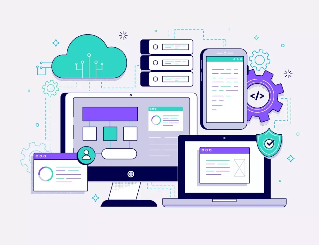 Imagem ilustrativa do Sistema de Convocação para Trabalho Intermitente, mostrando dispositivos eletrônicos conectados e gerenciamento digital que facilitam o processo.