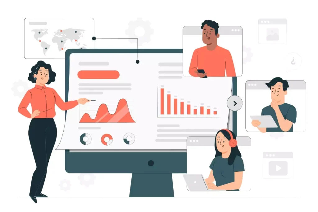Imagem ilustrativa sobre como gerenciar convocação de intermitentes, mostrando uma equipe analisando dados e gráficos em uma tela de computador, com foco em gestão eficiente e estratégias. Ideal para conteúdo sobre direitos trabalhistas e gestão de intermitentes.