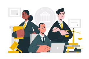 Imagem representando profissionais de trabalho intermitente, com elementos de escritório e documentos, reforçando a constitucionalidade do trabalho intermitente.