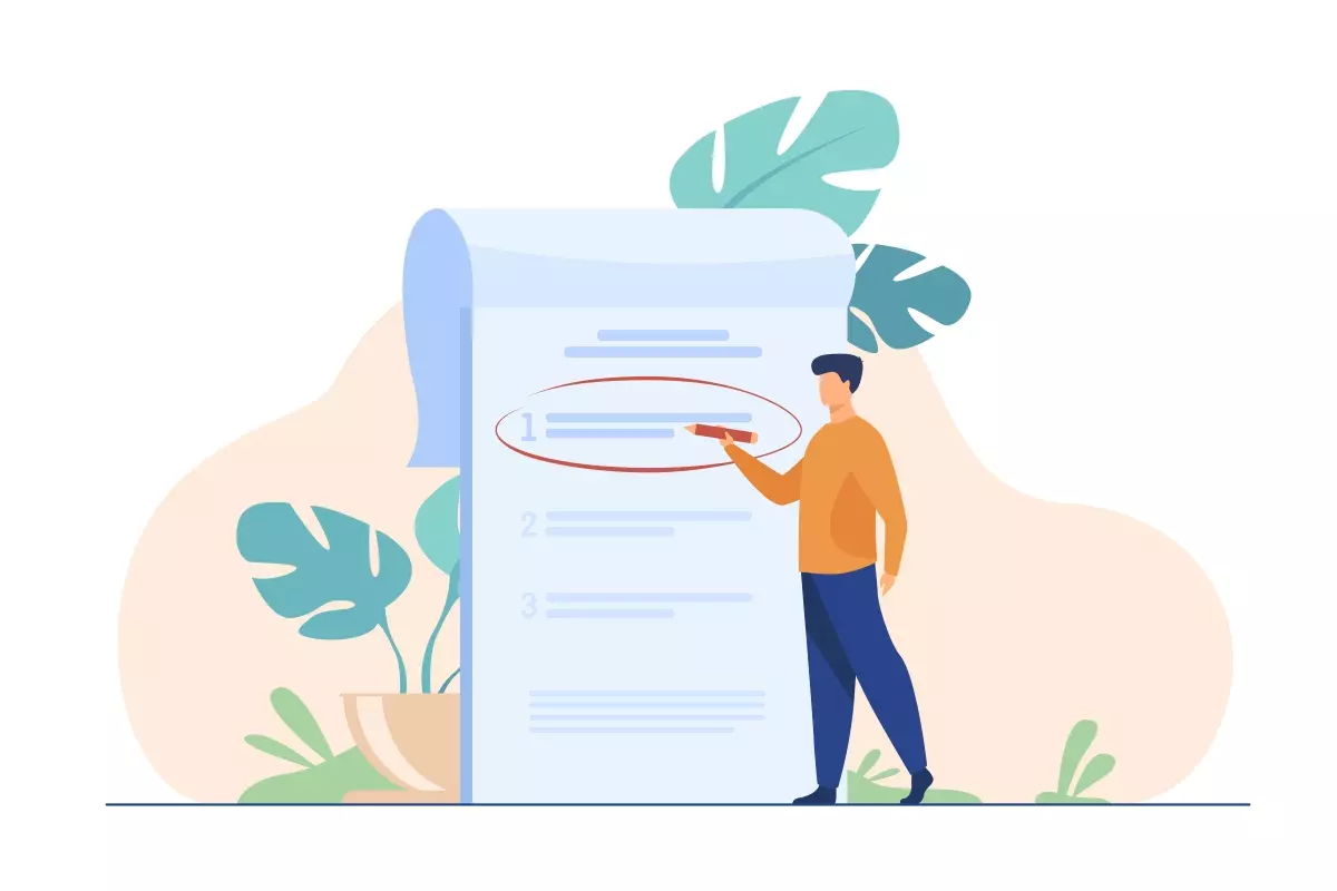 trabalho-intermitente-assina-carteira Ilustração de uma pessoa ajustando um documento digital relacionado a trabalho intermitente e assinatura na carteira de trabalho.