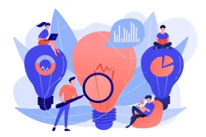 Ilustração explicativa sobre como funciona o contrato de trabalho intermitente, destacando análise e monitoramento de dados, ideal para entendimento do modelo.